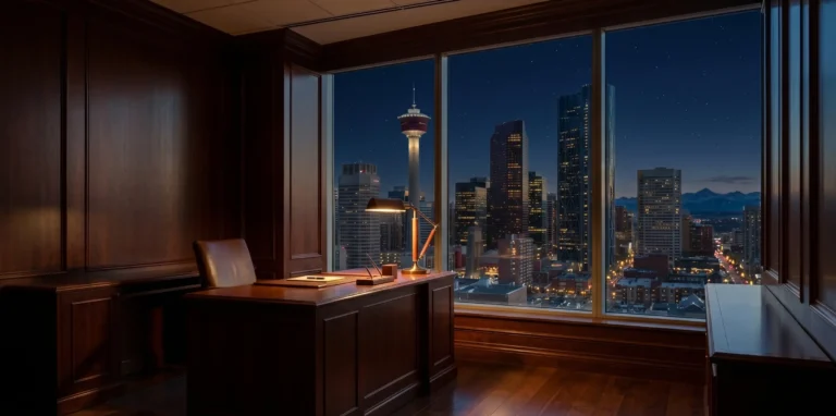 Calgary Courts Centre exterior with downtown skyline — a guide on how to choose a criminal defence lawyer in Alberta